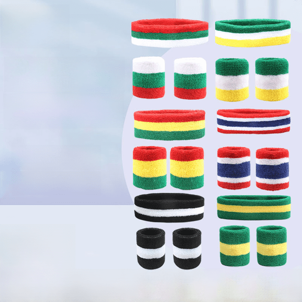 Protector de muñeca para hombres y mujeres, diadema deportiva, banda para el cabello, protector de muñeca, conjunto de banda para el sudor de poliéster y algodón, equipo de protección deportivo