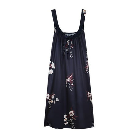 

QWZNDZGR HOT 4XL Faux Silk Elegant Female Sexy Spaghetti Strap Ladies Nightwear Floral Dress Womens Satin Nightgowns Night Sleepshirts