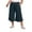 Dark Blue, variant on BLVB Plus Size Capri Pants for Women Baggy Flowy Beach Capris High Waist Drawstring Palazzo Cropped Trousers with Pockets