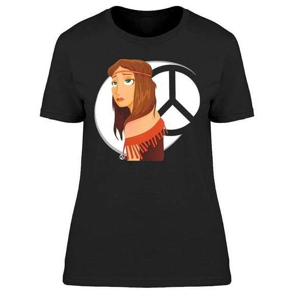 Hippie Girl With Hippie Symbol T-Shirt Women -Image by Shutterstock, Female XX-Large