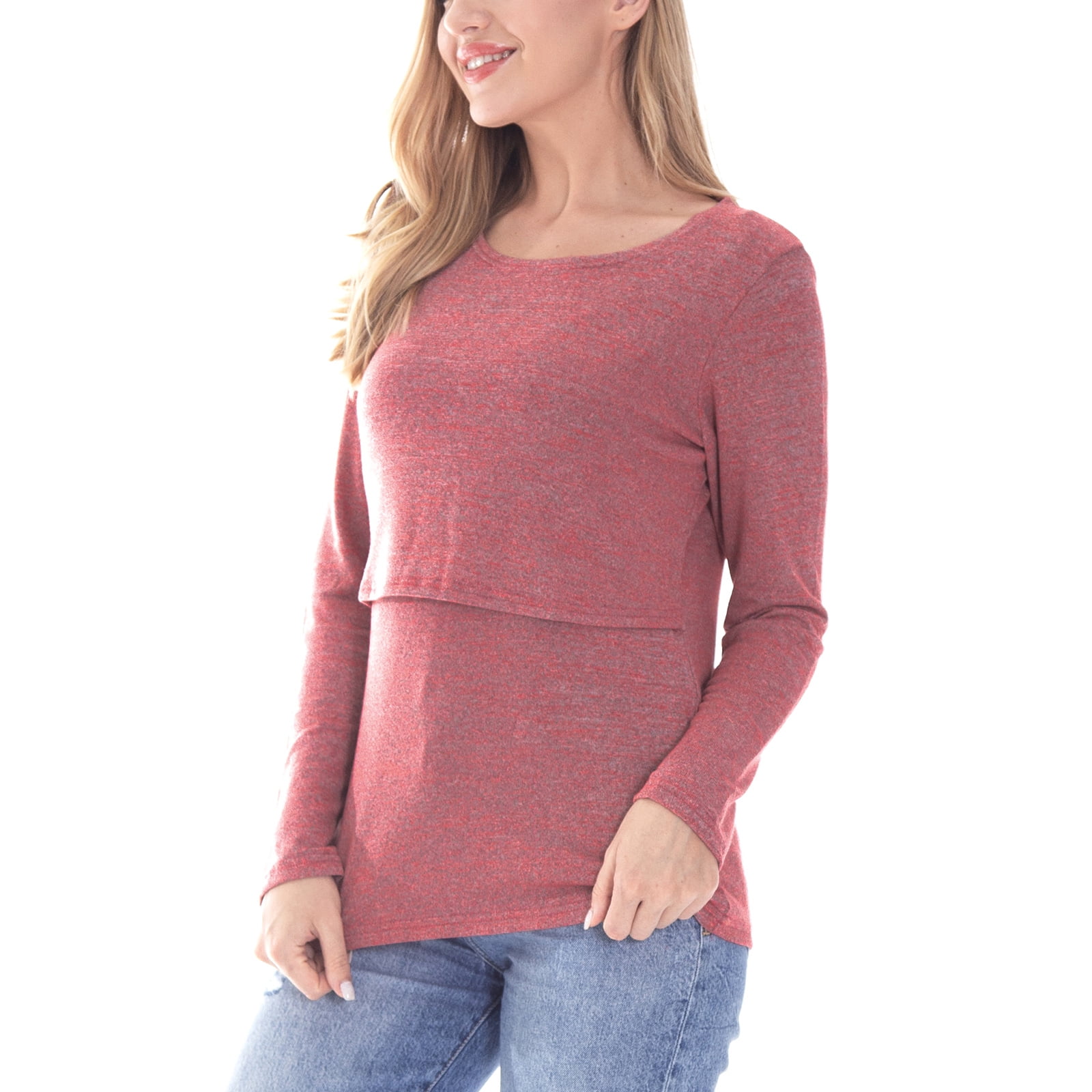 Bearsland Female Long Sleeve Maternity Nursing Top Breastfeeding Shirts 3-Pack