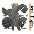 thumbnail image 6 of Fantaslook Long Sleeve Womens Dresses Crew Neck Buttons Tunic Sweater Dress with Pockets, 6 of 9