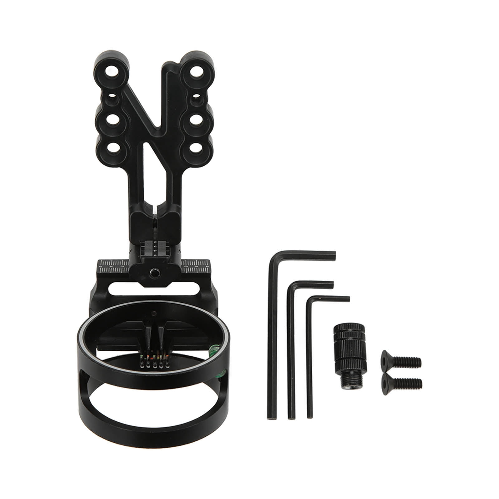 Mira De 5 Pines Para Arco Compuesto O Recurvo Toparchery - Fibra Óptica Ajustable Y Poste Largo (Color Negro)