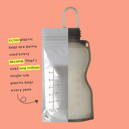 Haakaa Silicone Milk Storage Bag,Reusable Breast Milk Bags for Breastfeeding,Food Grade Silicone,BPA Free,9 oz/260 ml (5 Count)
