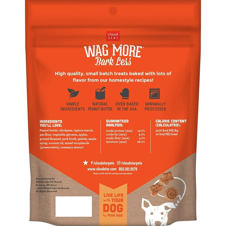 Cloud Star Wag More Bark Less Soft and Chewy Grain Free Peanut Butter and Apples Dog Treats Cloud Star Wag More Bark Less Soft and Chewy Grain Free Peanut Butter and Apples Dog Treats