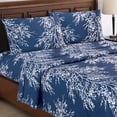 thumbnail image 2 of Collections Etc 4-Piece Foliage Bed Sheets and Pillowcases Set | Graceful Branch Design | Fitted Sheet, Flat Sheet, Pillowcases | Machine Wash, Polyester, 2 of 3