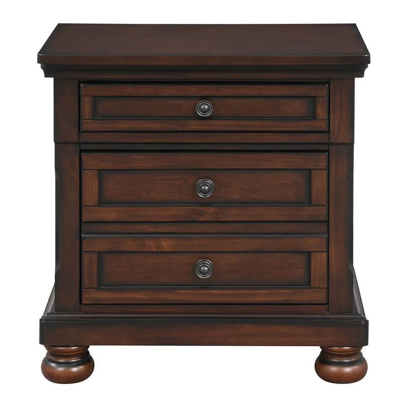 Lexicon Cumberland 3-Drawers Traditional Wood Nightstand in Brown Cherry