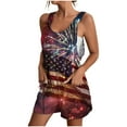 thumbnail image 2 of BLTIBY Womens Summer Suspender Shorts Overalls Independence Day Patriotic Printed Romper with Pockets 2025 Trendy Versatile Playsuit Multicolor S, 2 of 7