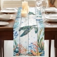 thumbnail image 3 of Sea Turtle Coastal Table Runner, Summer Nautical Starfish Coral Grey Wooden Washable Cotton Linen Table Runners 48 Inches Long, Dresser Scarf Runner for Nightstand/Coffee/End Tables 13''x48'', 3 of 9