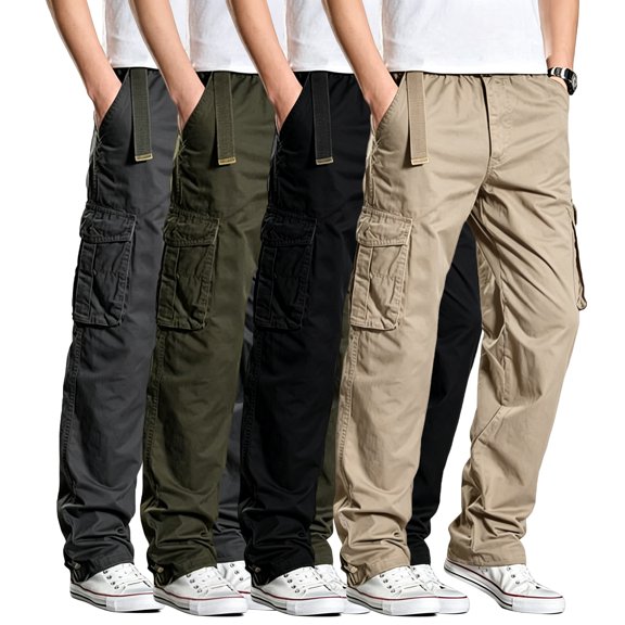 Men 6 Storage Utility Cargo Pants Stretch Ripstop Tapered Hiking Work Pants S-XXL(1 piece) without belt