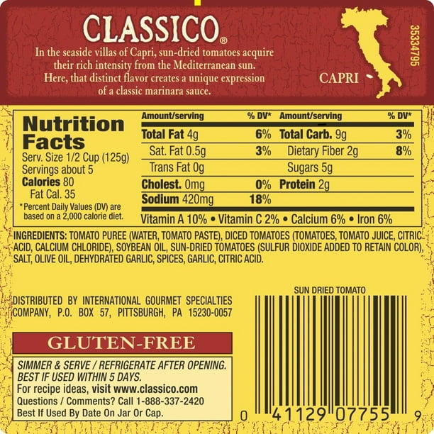 Classico?? SunDried Tomato Pasta Sauce 24 oz. Jar