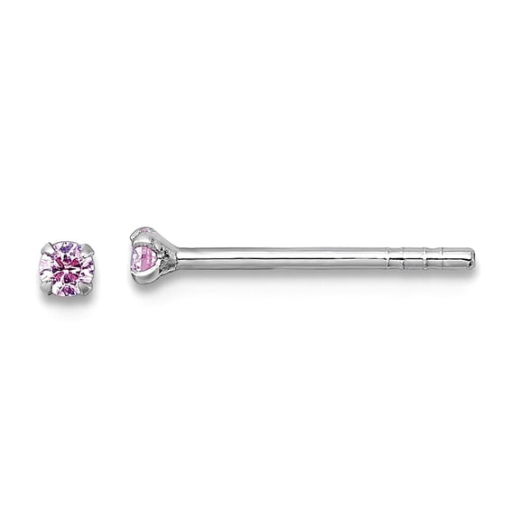 925 Sterling Silver Rhodium Plated Pink 2mm Cubic Zirconia Mini Stud Post Earrings 2x2mm Wide Stud Earring for Women