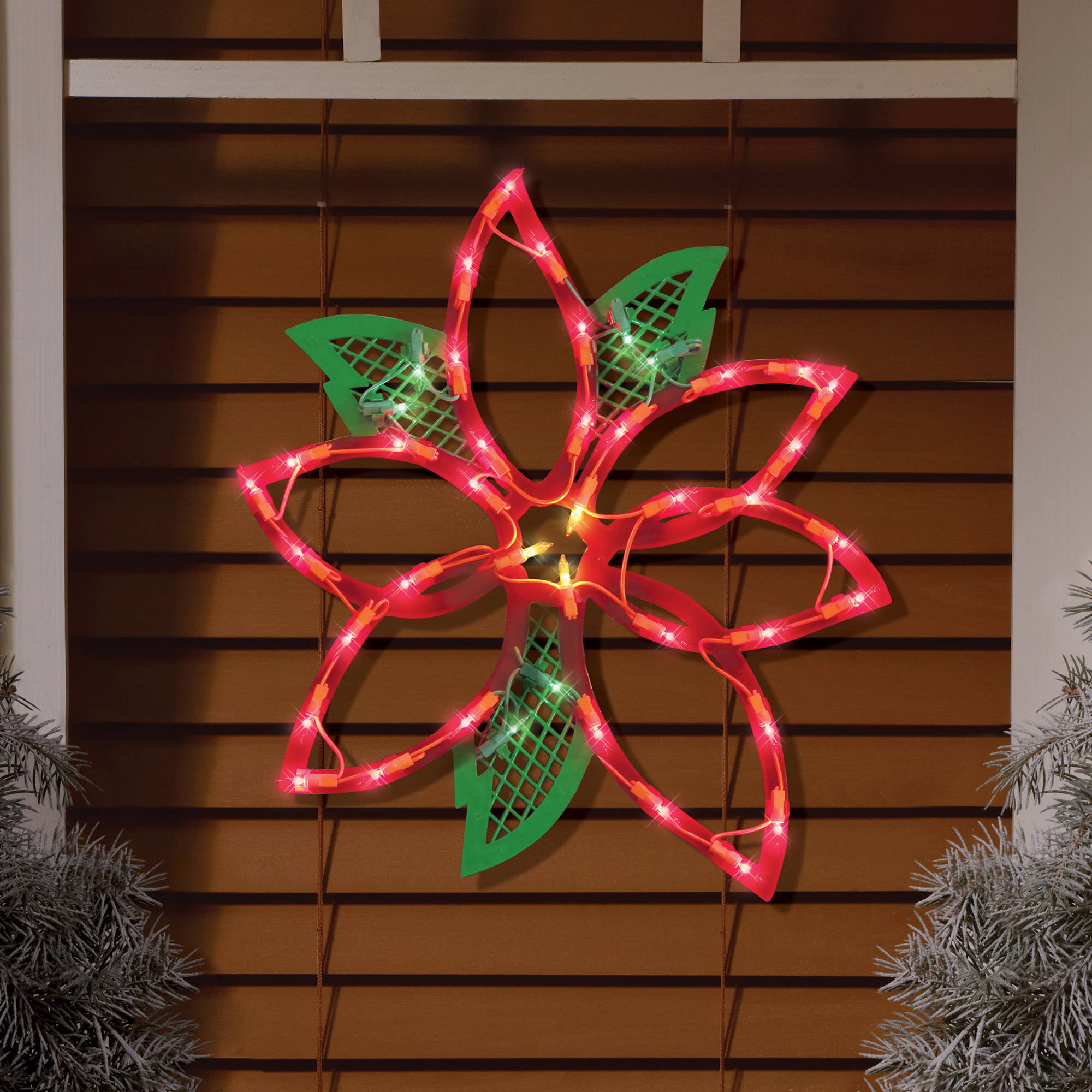Lighted Poinsettia Window Decoration  Walmart.com