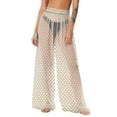 thumbnail image 2 of YFNNUP Women's Wide Leg Palazzo Pant Elastic Waist Lounge Trouser Sheer Mesh Chiffon Trousers Summer Beach Vacation Casual Pants Beige XL, 2 of 8
