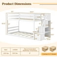 thumbnail image 3 of Costway Twin Over Twin Low Bunk Bed Solid Wood Floor Bunk Bed Frame with Storage Stairs, 3 of 10