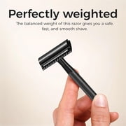 ZOMCHI Safety Razor for Men&Women with 5 Double Edge Safety Razor Blades, One Blade Safety Razor, Metal Razor Zero Waste – Black