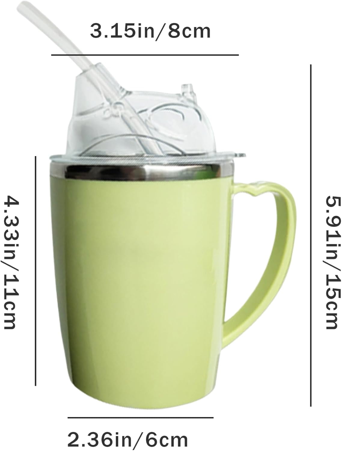 ABPETE Adult Sippy Cup, Beakers for Elderly, 350ml Spill Proof Adult Sippy Cup with Straw, 3-in-1 Stainless Steel Dysphagia Cups with Handle