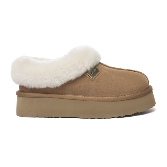 EVER AU Women Topknot Leather Slippers - Chestnut