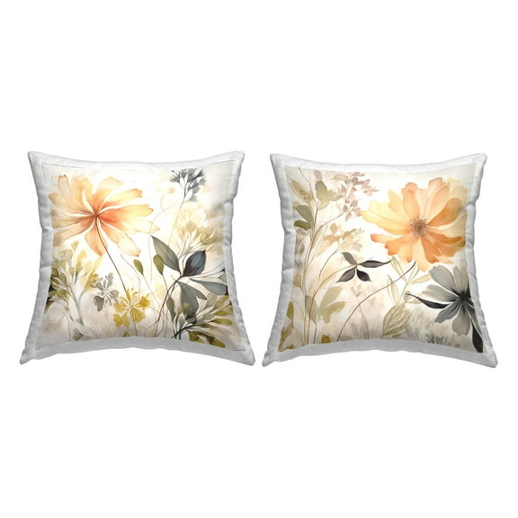 Stupell Industries Soft Botanicals Pattern 2 Piece Decorative Printed Throw Pillow Set, 18 x 18