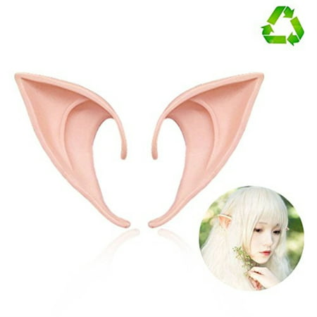 HUHUBA Elf Ear Costume Halloween Party Props, Soft Pointed Ears of Fairy Pixie for Anime Cosplay,orange,size?M/L