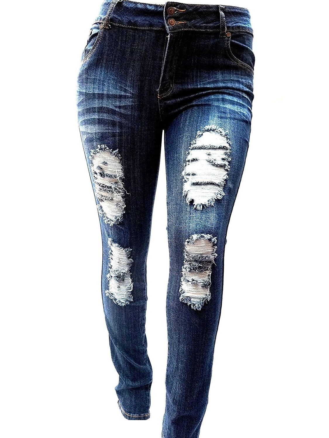 Women Ripped Jeans Rose Embroidered Denim Destroyed  Skinny jeans Size 10-14