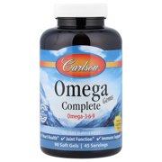 Carlson - Omega Complete Gems, Omega-3-6-9, Wild Caught, Sustainably Sourced, Heart Health, Joint Function Immune Support, 90 Softgels