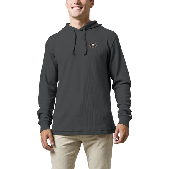 Men's League Collegiate Wear Charcoal Georgia Bulldogs Waffle Knit Pullover Hoodie