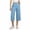 Blue, variant on Women's Wide Leg Capri Pants Summer High Waisted Button Cropped Slacks with Pockets Casual Loose Fit Lightweight Outdoor Capris Khaki M