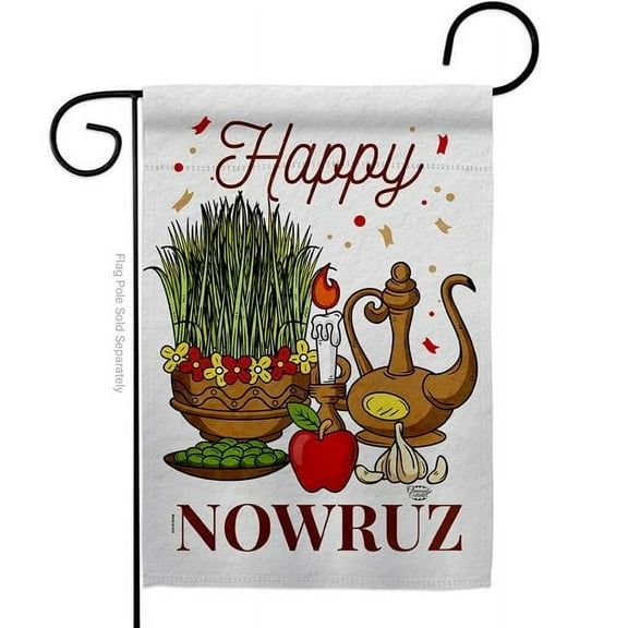 Ornament Collection G192480-BO Iranian New Year Celebration Nowruz Double-Sided Decorative Garden Flag, Multi Color