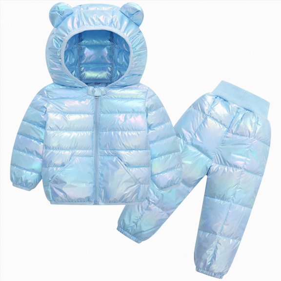 2-3 Years Toddler Baby Girl Outfits Long Sleeve Print Sweatshirt and Pants Two Piece Set Fall Winter School Gift Set for Girls,Sky Blue Outfit