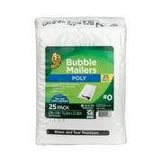 Duck Self-Sealing Poly Bubble Mailer #0, 6" x 9", Solid White, 25 Pack