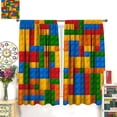 thumbnail image 3 of Building Block Toy Curtains，Abstract Contour Colorful Plastic Toy Brick Geometric Print Pattern Window Drapes for Boys Girls Bedroom Playroom Living Room Set 2 Panels,52x84 Inches, 3 of 8