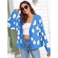thumbnail image 2 of Long Sleeve Women's Open Front Button Down V Neck Knitted Floral Print Sweaters Cardigan, 2 of 6