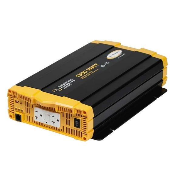 Go Power Onduleur de Puissance GP-ISW1500-12 1500 Watts Sortie/3000 Watts Surtension; Efficacité de 88 à 91 pour Cent; 2 Interrupteurs de Circuit de Défaillance de Masse Prises GFCI; Télécommande Marche/arrêt