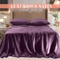 thumbnail image 2 of Elegant Comfort Luxurious 4-Piece Silky Satin Sheet Set, Skin and Hair Friendly, Wrinkle, Fade, Stain Resistant with Deep Pockets Fitted Sheet, Cooling Soft Satin Sheet Set, Twin, Purple, 2 of 5