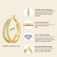 thumbnail image 3 of YOUNGYUE 14K Gold Plated Hoop Earrings for Women, Hypoallergenic CZ Double Hoop Earring, 25mm, Jewelry Gifts, 3 of 6