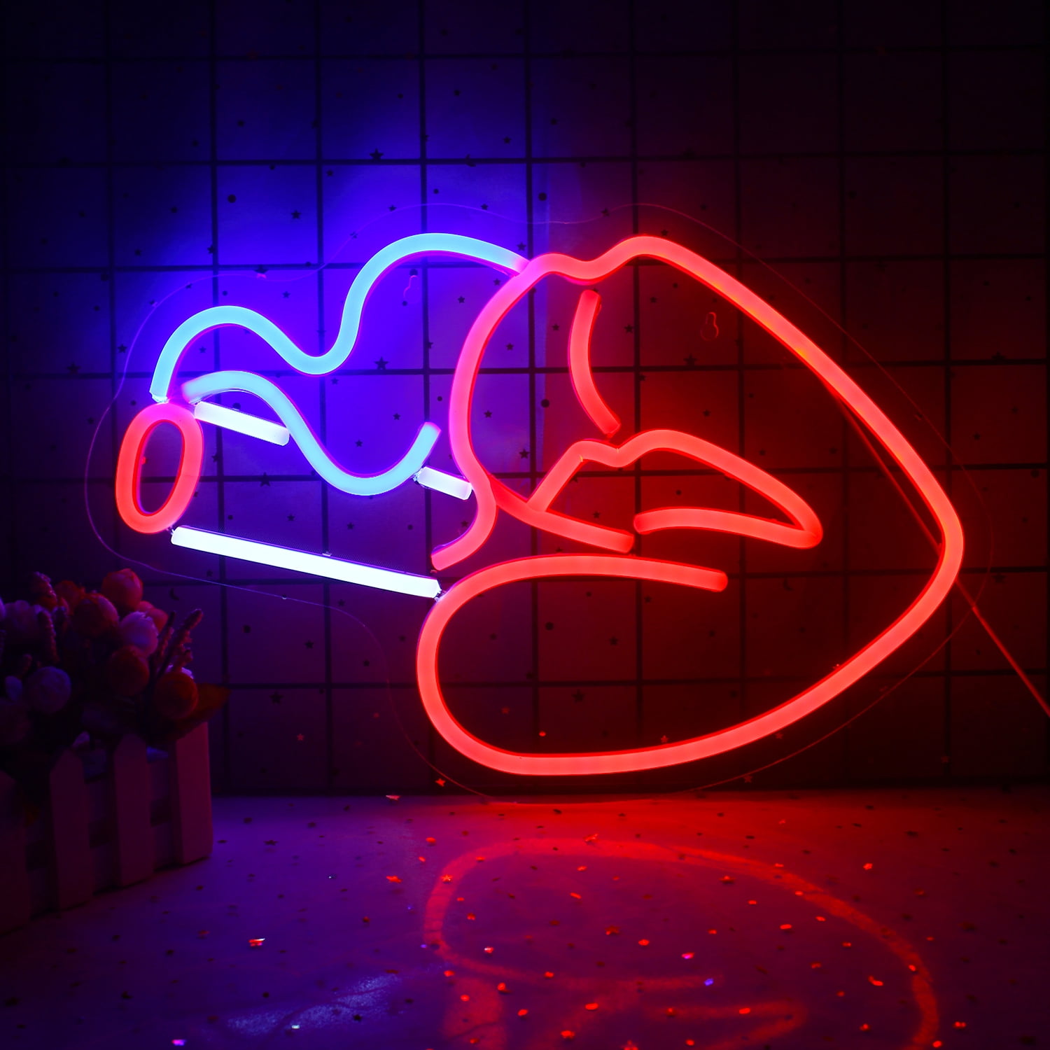 Smoking Lips Neon Sign Light Lamp 14"x10" Bar Wall Artwork Decor Gift Glass Pub 