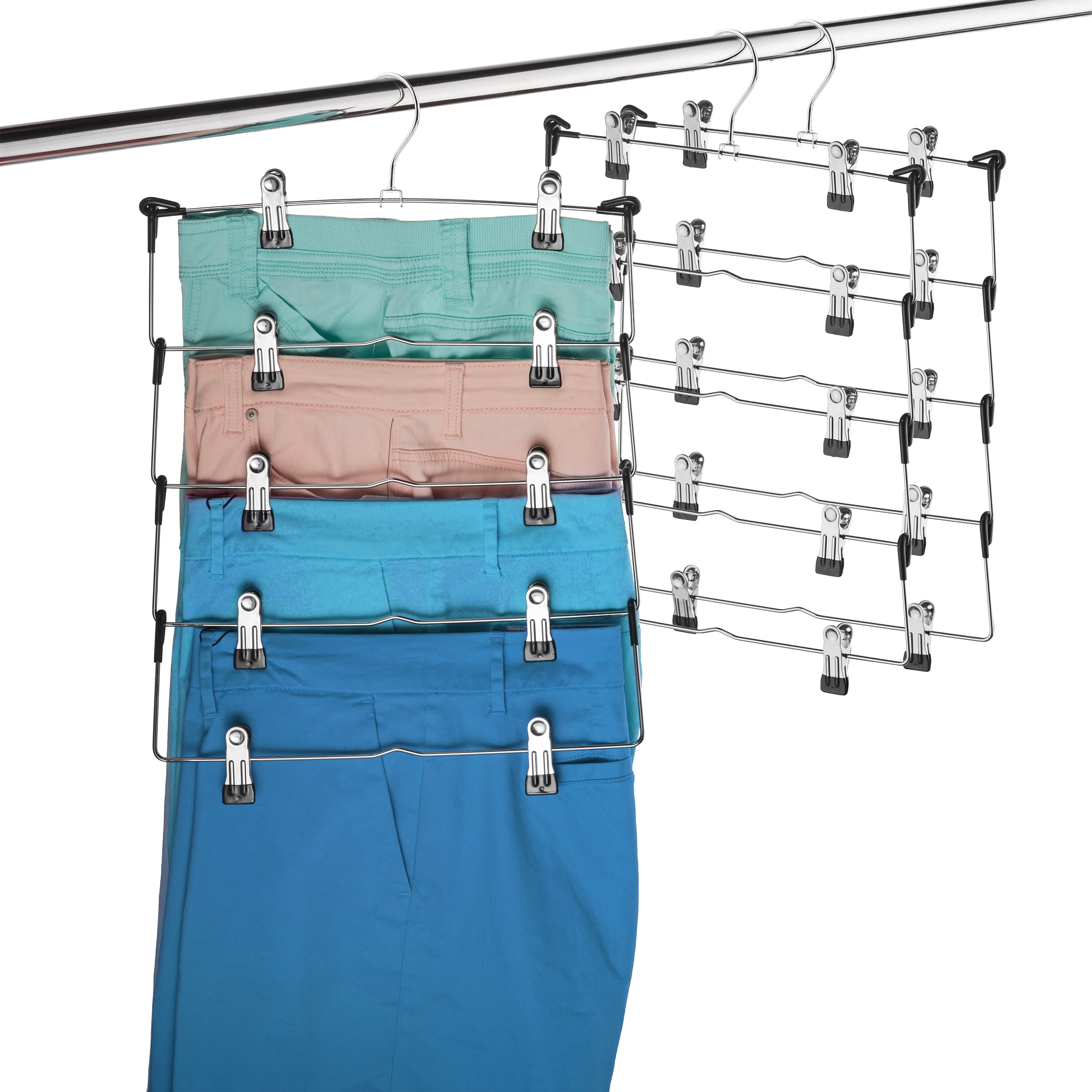 Hanger Central Space Saving 30 Pack Pants Skirt Hangers 12/" with Large Clips