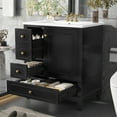 thumbnail image 3 of 30" Bathroom Vanity with Sink, Freestanding Vanity Cabinet with Door & 3 Drawers, Solid Wood Bathroom Cabinet, Space-Saving Design, for Bathroom, Black, 3 of 9