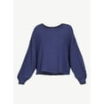 thumbnail image 5 of Scoop Women's Waffle Knit Slouch Top with Long Sleeves, 5 of 5