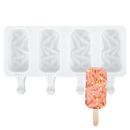 

Willstar Silicone Ice Cream Mold DIY Homemade Popsicle Lollipop Chocolate Mold Ice Cream Freezer Ice Cube Tray Rectangular 4 Compartments