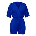 thumbnail image 4 of Women's V Neck Half Sleeve Jumpsuit High Waist Party Club Outfit Sexy One Piece Romper Baggy Summer Jumpsuits Going Out Overalls Bodysuit, 4 of 5