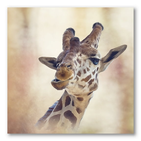 Designart ' Close Up Portrait of A Giraffe VI ' Farmhouse Canvas Wall Art Print