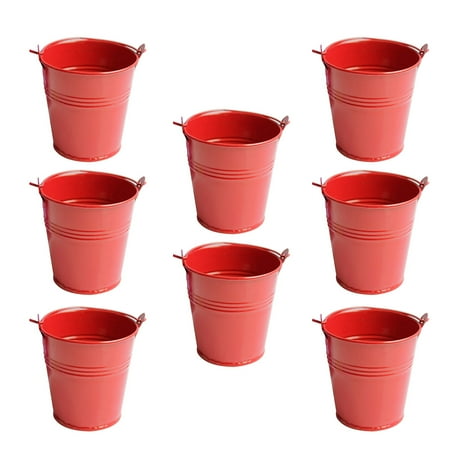 

8pcs Iron Hanging Flower Pots Balcony Garden Pots Wall Planters Metal Bucket Flower Holders (Random Color)