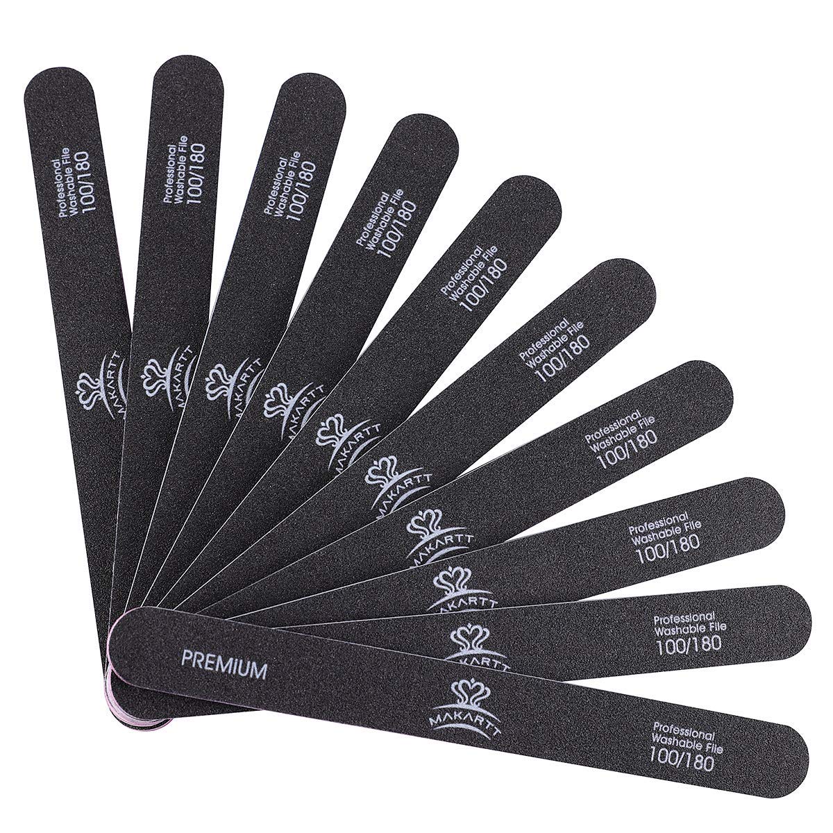 Makartt Professional Nail Files, Double Sided Washable Emery Boards