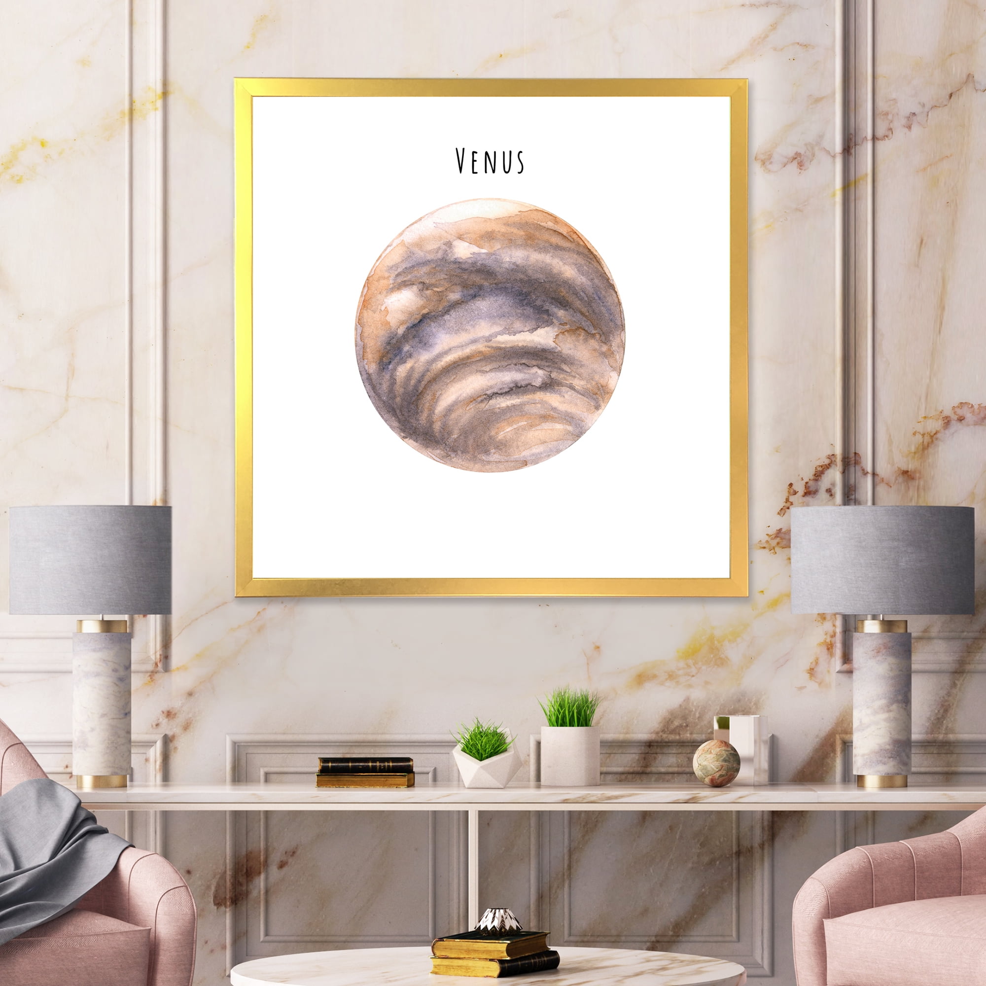 Designart 'Abstract Planet Venus' Bohemian & Eclectic Framed Art Print