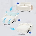 thumbnail image 3 of 3-in-1 Chenille Sleeper Sofa Bed with USB Ports and Cup Holders, 61" Convertible Pull Out Couch with Adjustable Backrest and Storage Rack, Modern Futon Sofa Loveseat for Living Room, Beige, 3 of 8