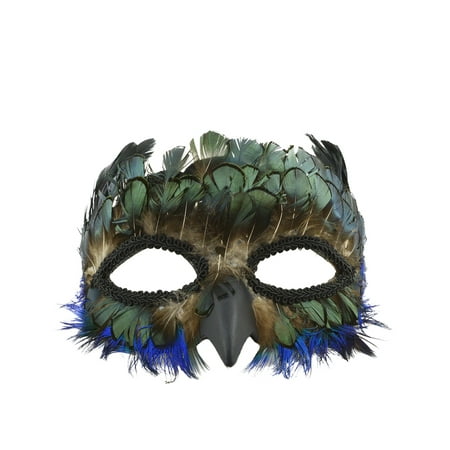 Real Peacock Feather Half Bird Face Eye Mask Halloween Masquerade Party Costume Accessory