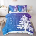thumbnail image 1 of Christmas Bed In A Bag For Kids Girls,Ombre Gradient Bed Sheets Set,Christmas Snowflake Tree Bed Set,Winter Snow Queen Comforter Set 7 Piece,Blue Purple Bedding Comforter Sets,Soft 3 For All Season, 1 of 4