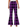 thumbnail image 3 of OGLCCG Teens Girls Plaid Flare Leggings High Waist Soft Thermal Fleece Lined Athletic Yoga Pants Casual Winter Warm Bell Bottoms 5-16 Years, 3 of 5